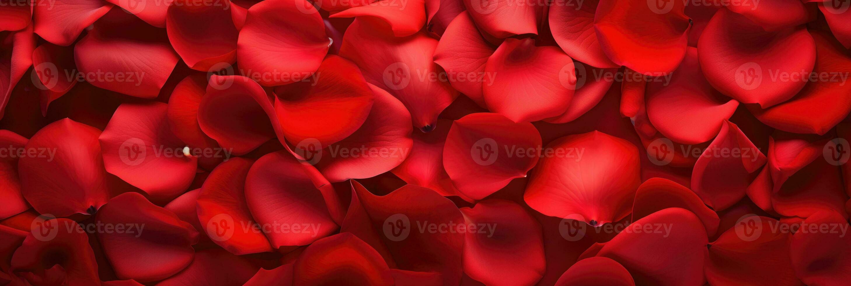 ai generato superiore Visualizza di un' rosso rosa petalo con romantico toni, Perfetto per un' st san valentino giorno a tema sfondo foto