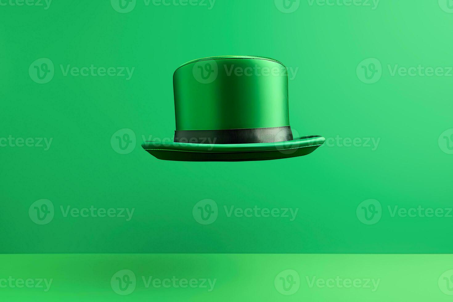 ai generato verde cappello simbolo di st. patricks giorno. levitazione su verde sfondo. ai generato foto