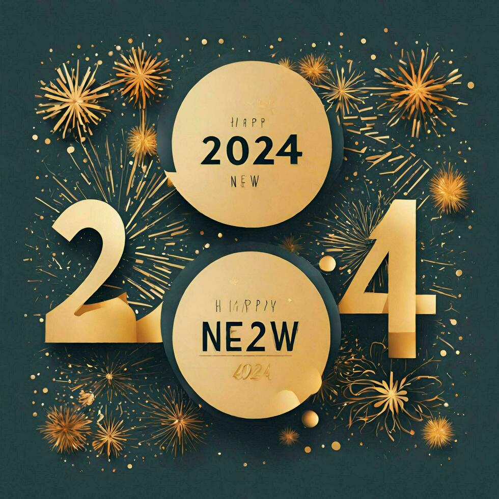 ai generato 2024 nuovo anno saluto sfondo con fuochi d'artificio foto