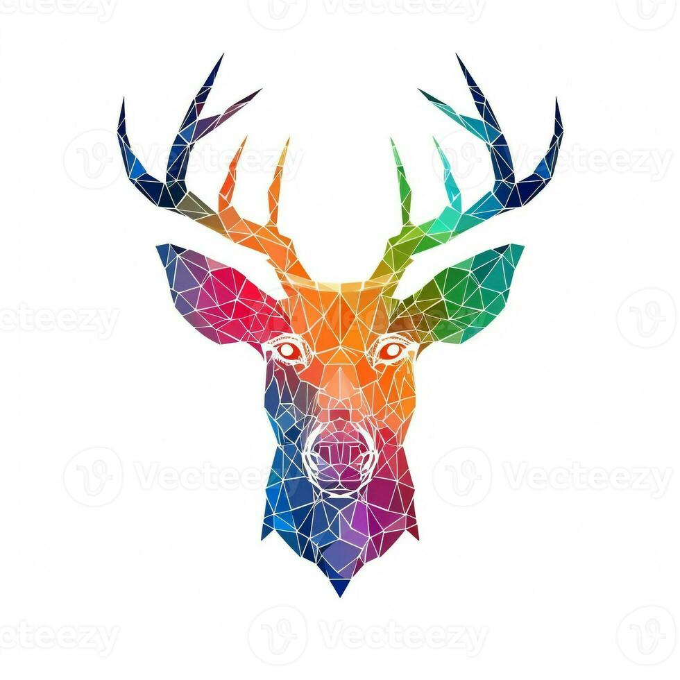 ai generato abbozzato logo con cervo testa nel arcobaleno su un' bianca sfondo. generativo ai foto