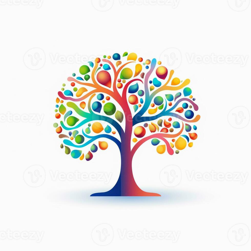 ai generato psichedelico arte logo di un' albero. generativo ai foto