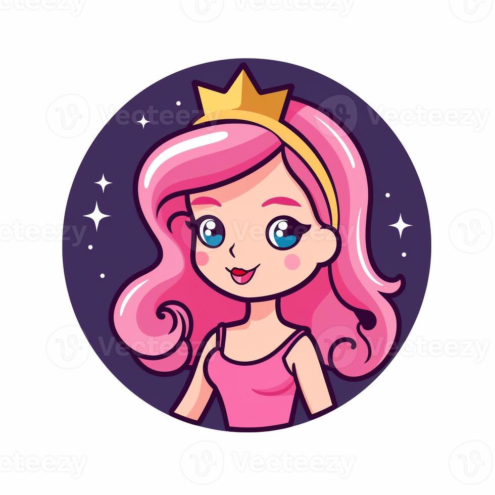 ai generato cartone animato logo di un' Principessa. generativo ai foto