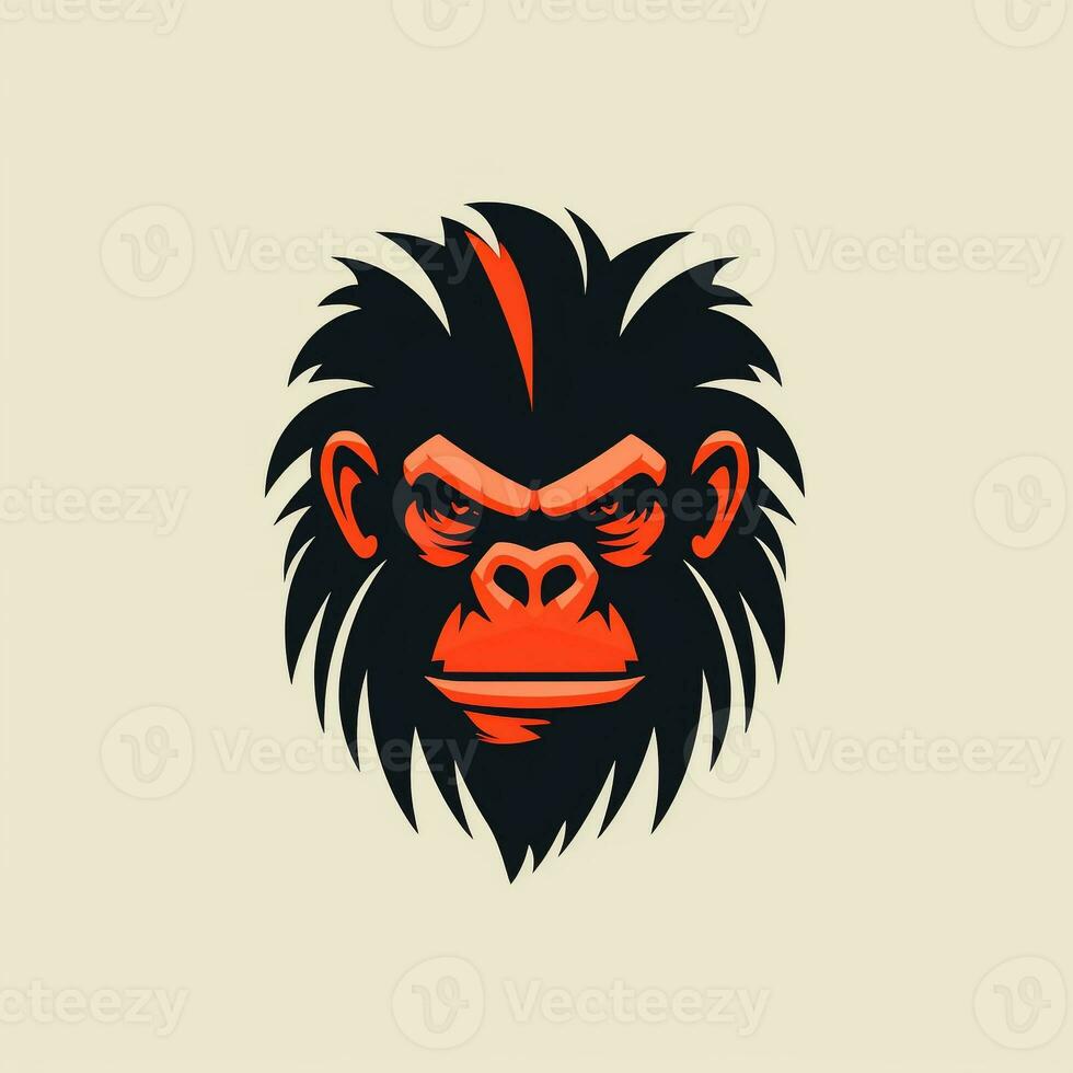 ai generato un' retrò logo di un' gorilla testa. generativo ai foto