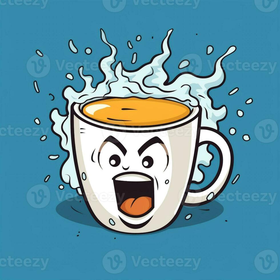 ai generato un' comico tazza di caffè logo. generativo ai foto