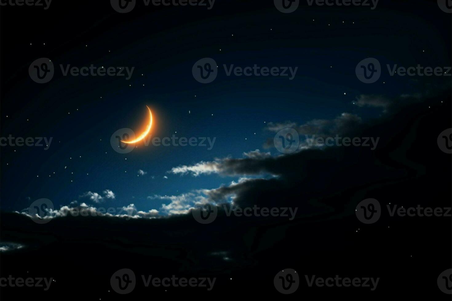 ai generato notturno fascino metà Luna nel il sereno presto sera cielo foto
