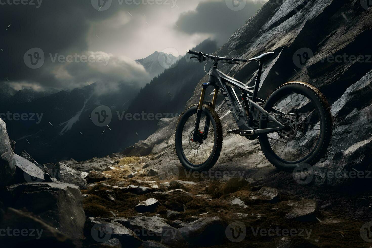 ai generato montagna bicicletta nel il montagne. estremo sport foto