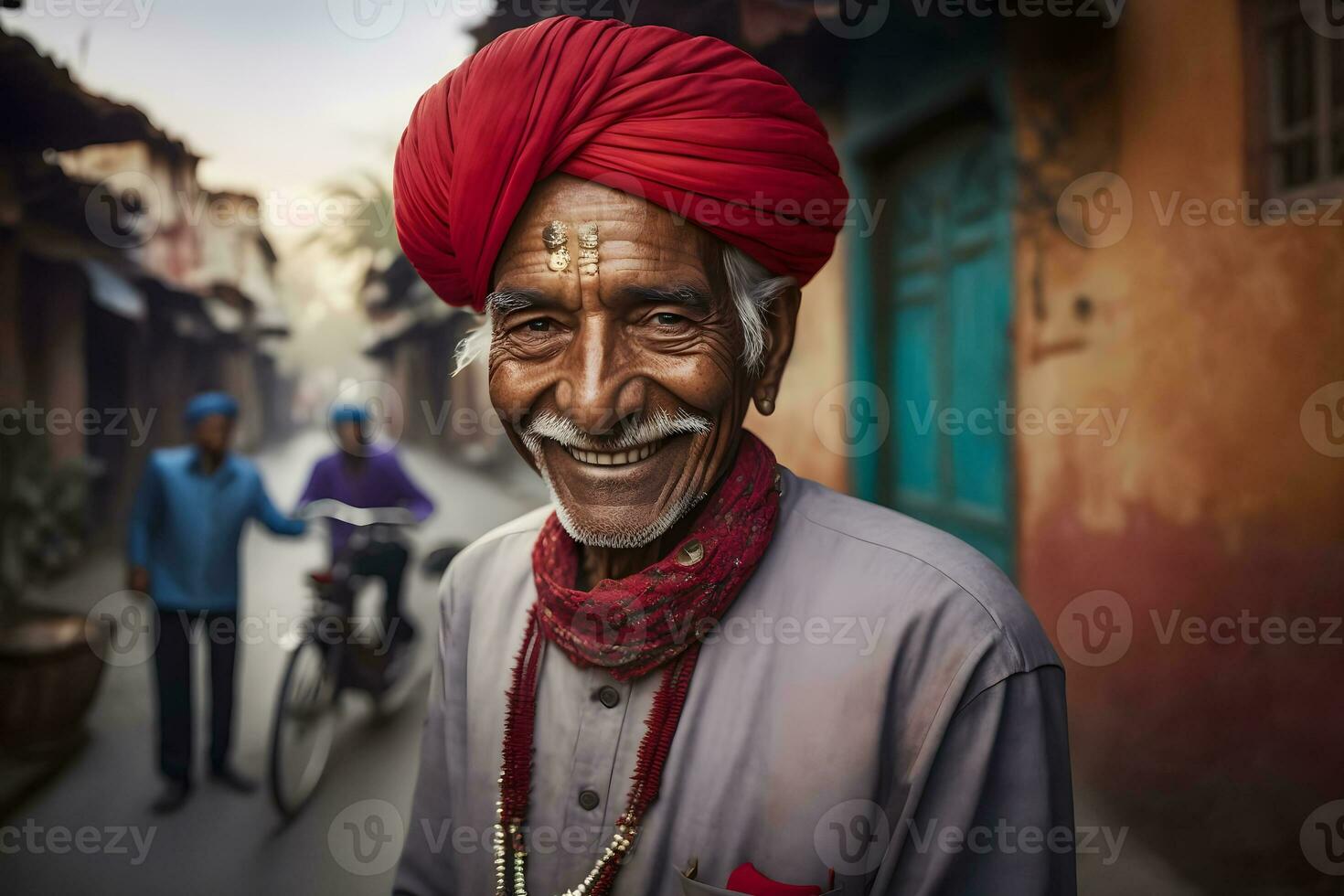 ai generato ritratto di anziano barbuto brahmana. neurale Rete ai generato foto