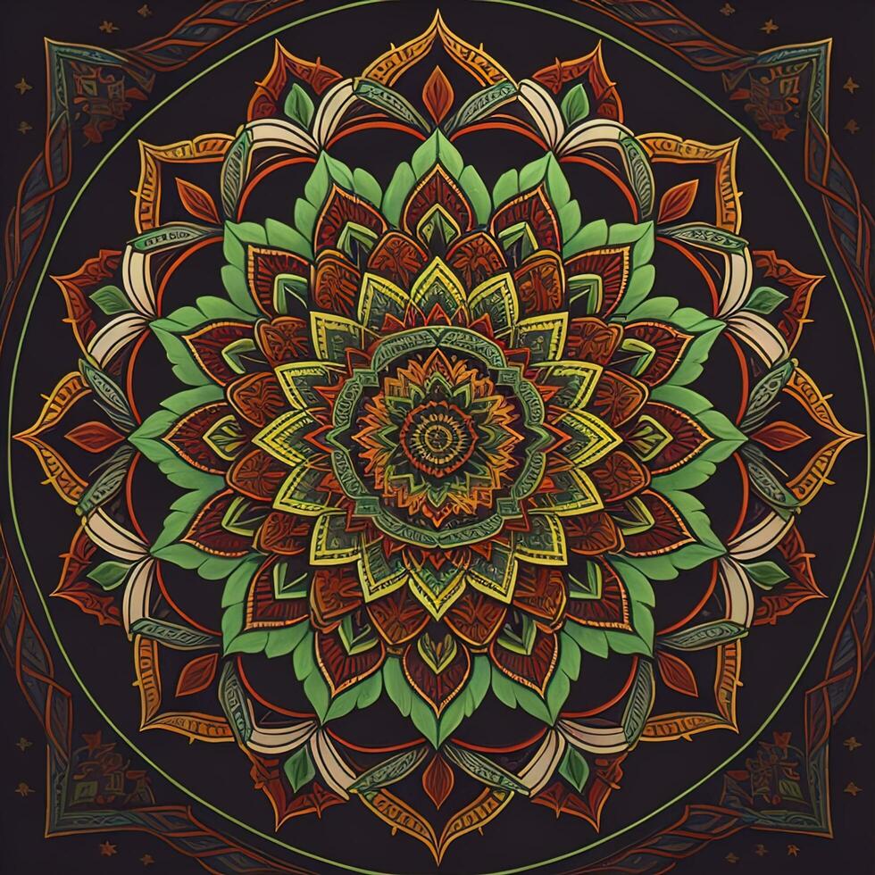 ai generato mandala. etnico decorativo elemento. mano disegnato sfondo. Islam, Arabo, indiano, ottomano motivi. generativo ai foto