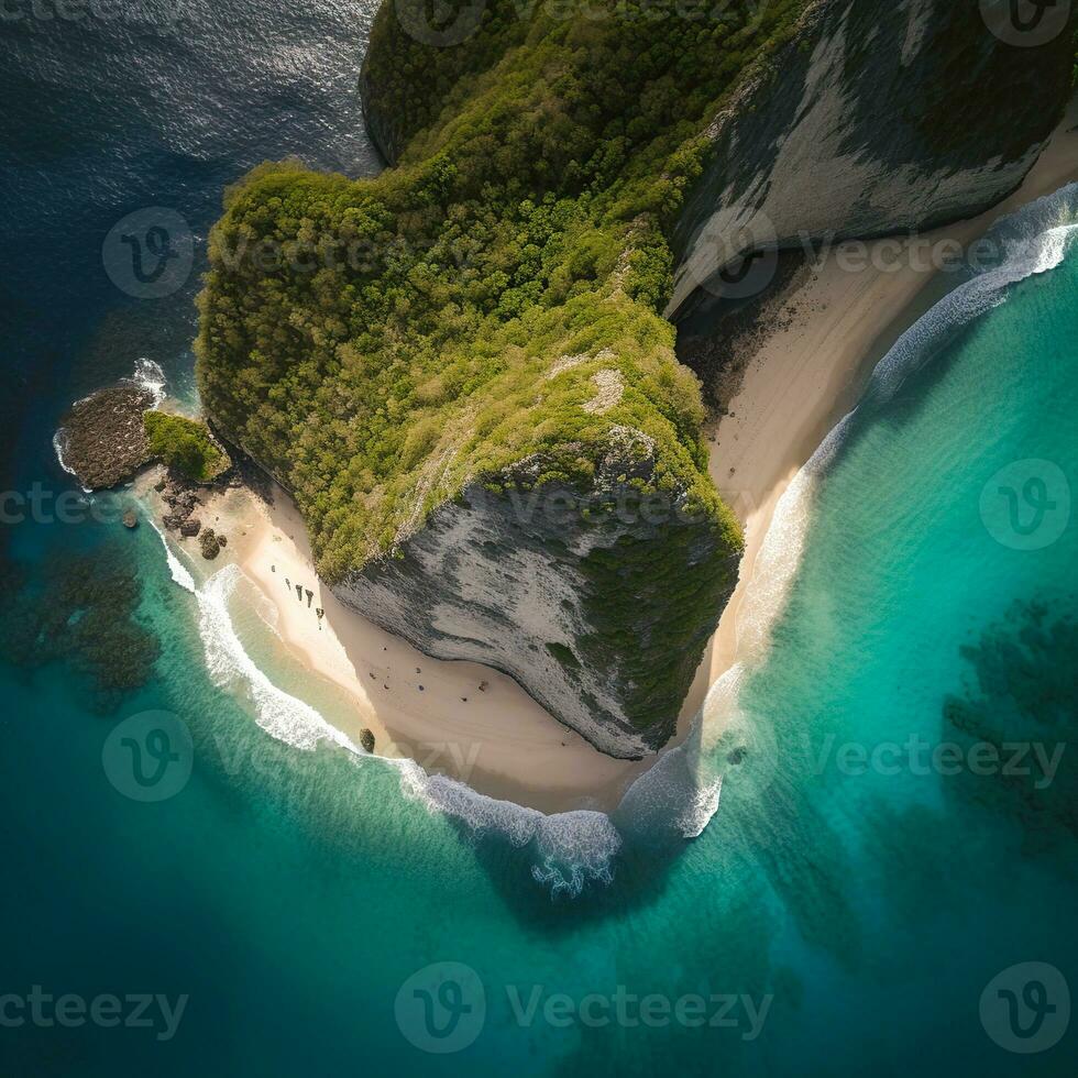ai generato alto Visualizza di un' a distanza tropicale isola nel Indonesia foto