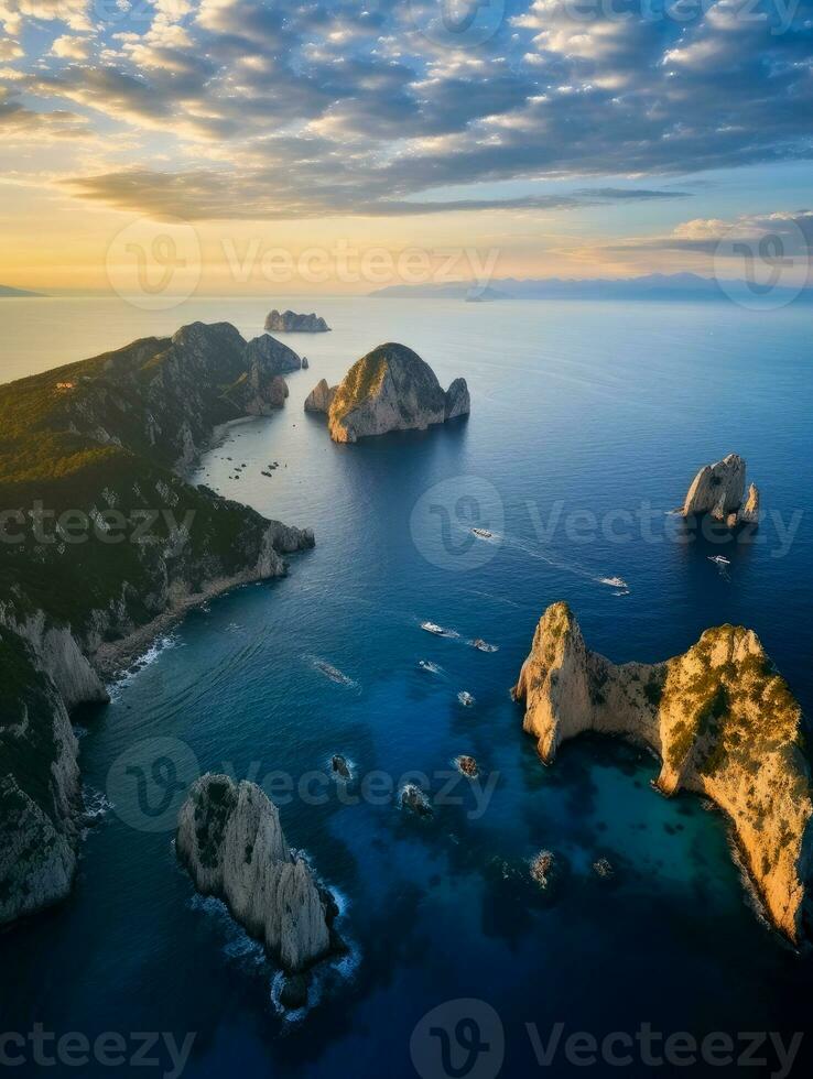 ai generato capri isola costa di meridionale Italia foto