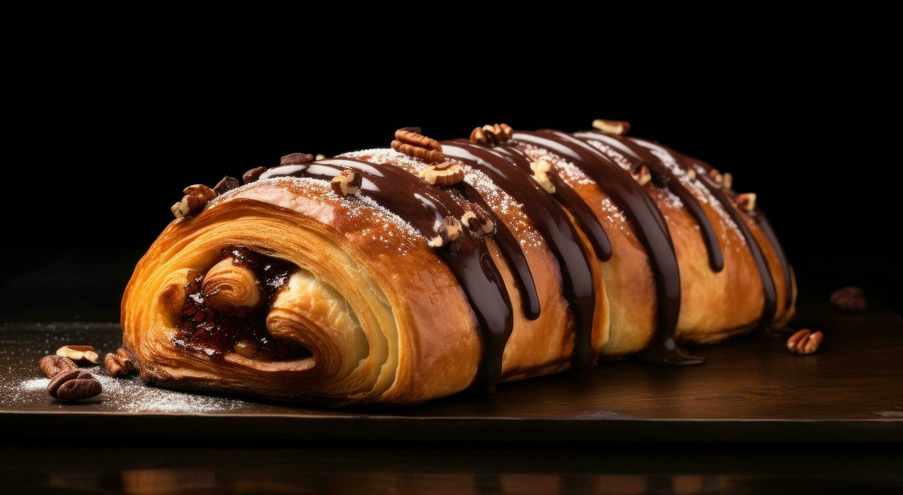 ai generato chocoholic inverno brioche vin brulé vino, canditi pere e Noci foto