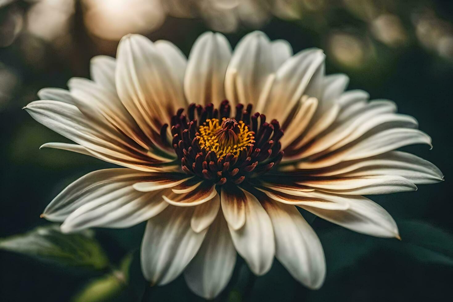 ai generato un' bianca e Marrone fiore con un' giallo centro foto