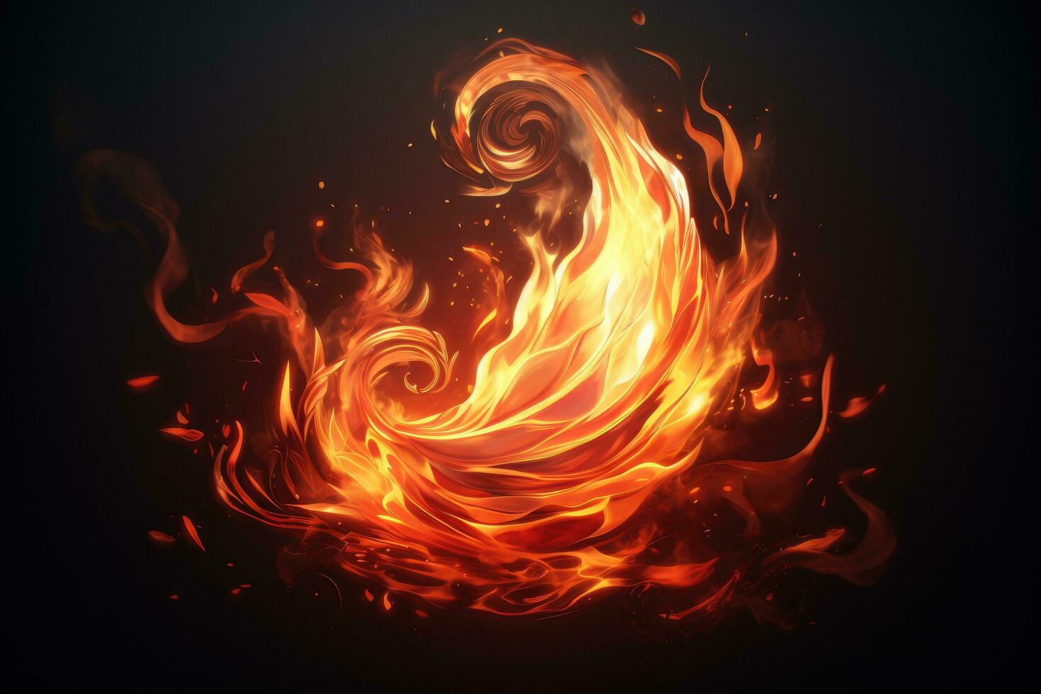 ai generato astratto fuoco fiamme su nero sfondo. vettore illustrazione. eps 10, bellissimo elegante fuoco fiamme, ai generato foto