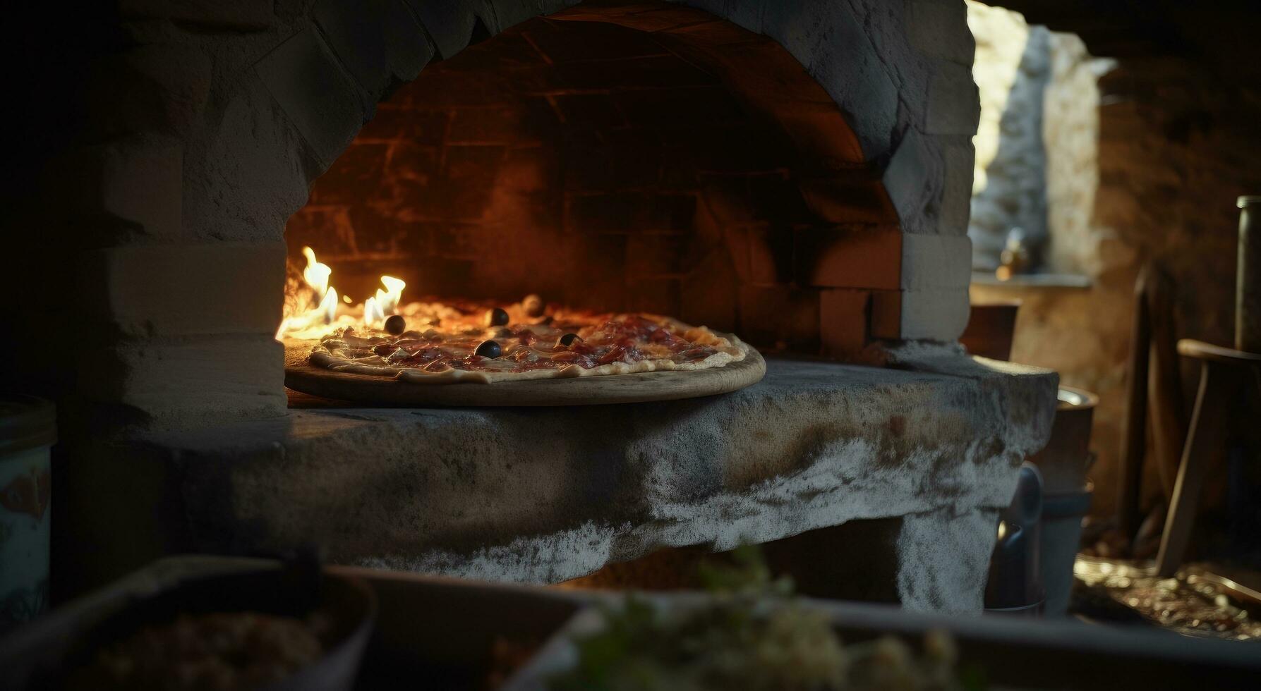 ai generato un esempio di il tradizionale Pizza forno foto