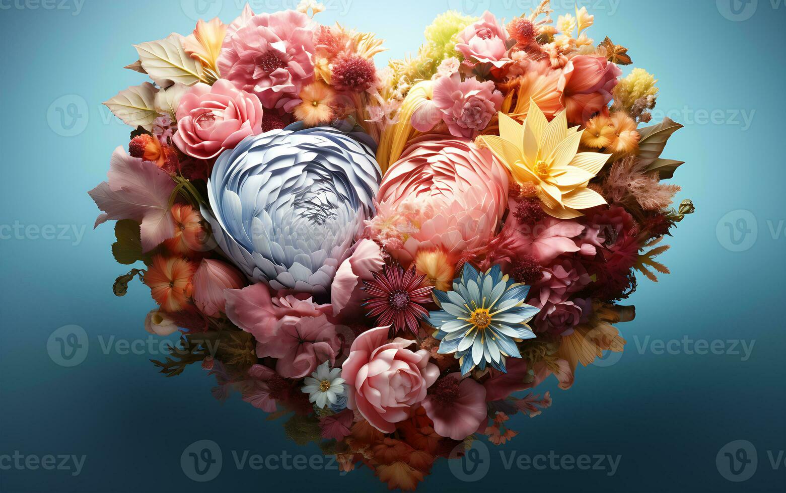 ai generato un' Visualizza di amore con un' pastello sfondo e cuore forma con fiori foto