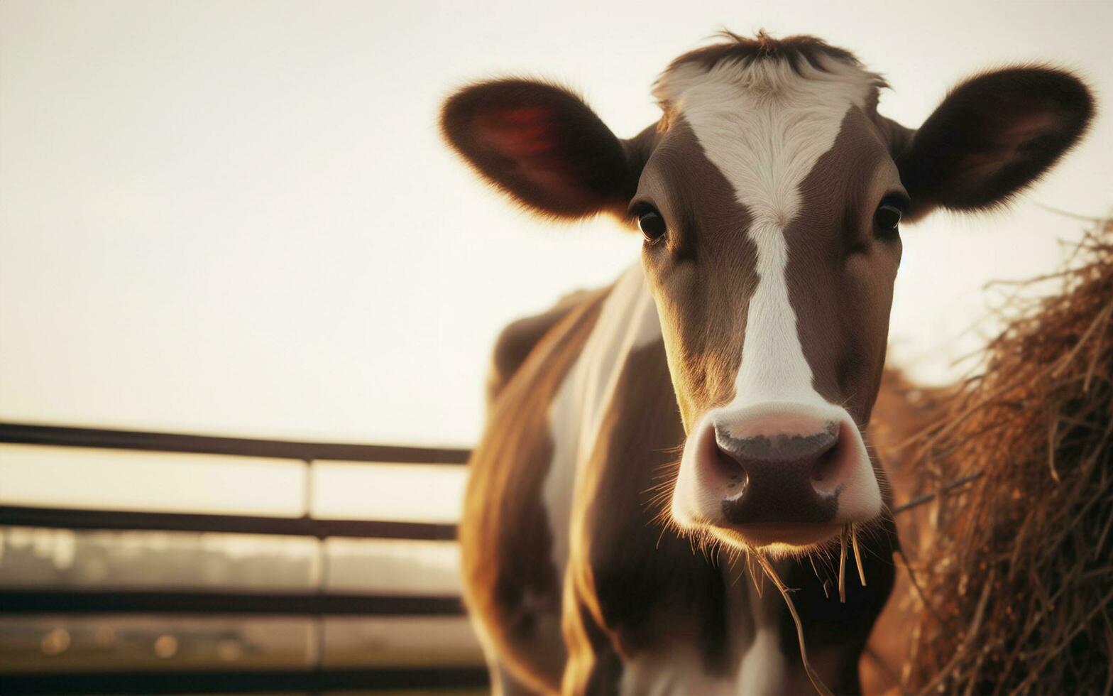 ai generato bestiame fattorie, su larga scala bestiame produzione, mucche nel penne, carne industria foto