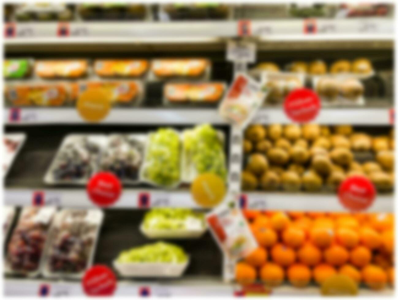 astratto sfocatura supermercato, fresco frutta e verdure zona per sfondo foto