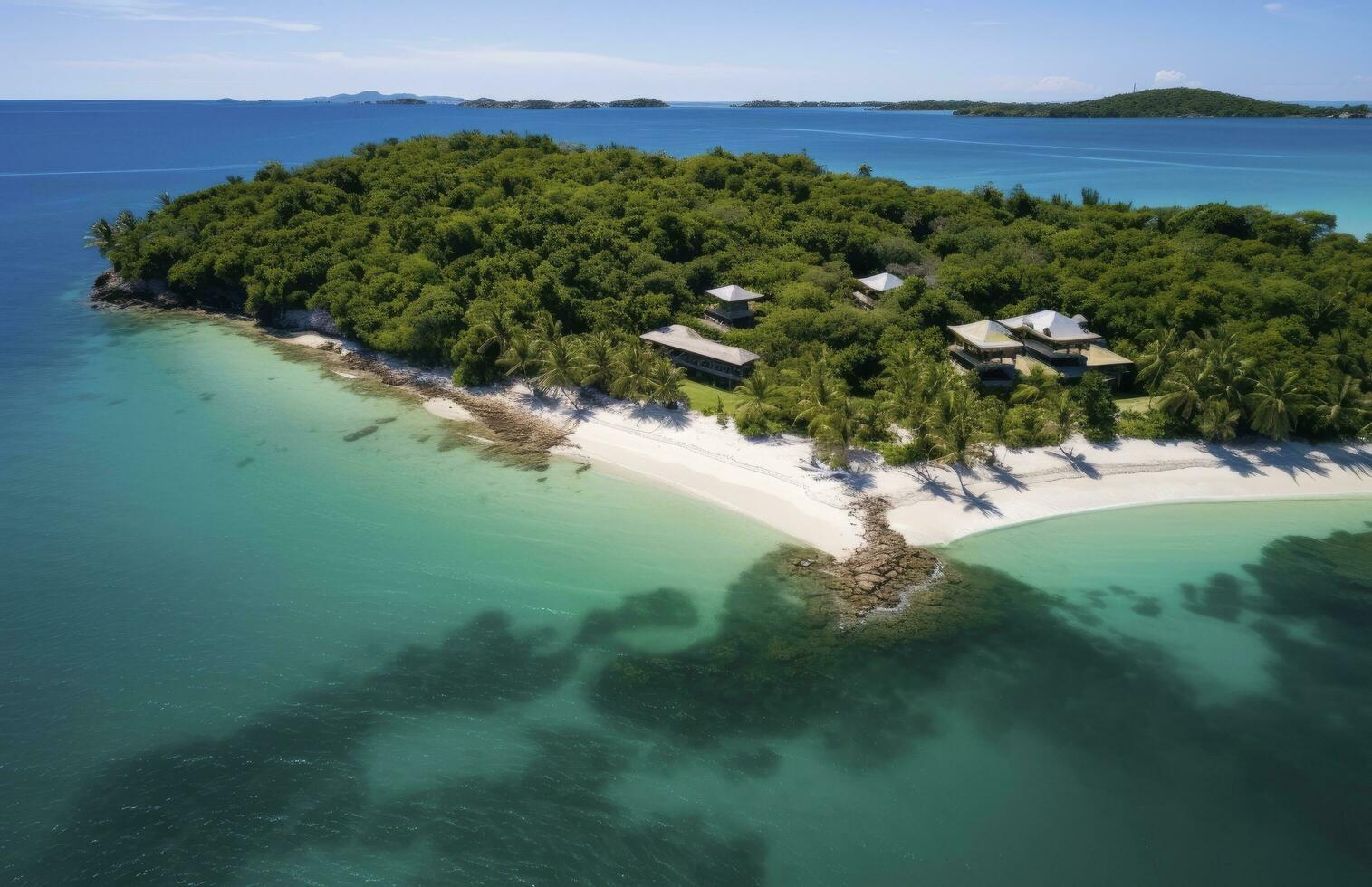 ai generato sabbioso isola con palma alberi e bellissimo spiaggia estate vacanza foto