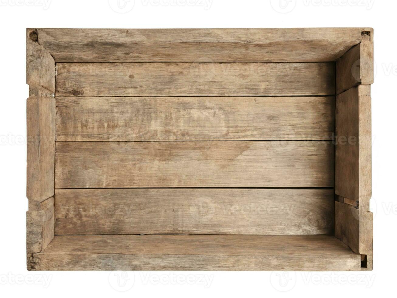 vuoto di legno scatola isolato su bianca foto