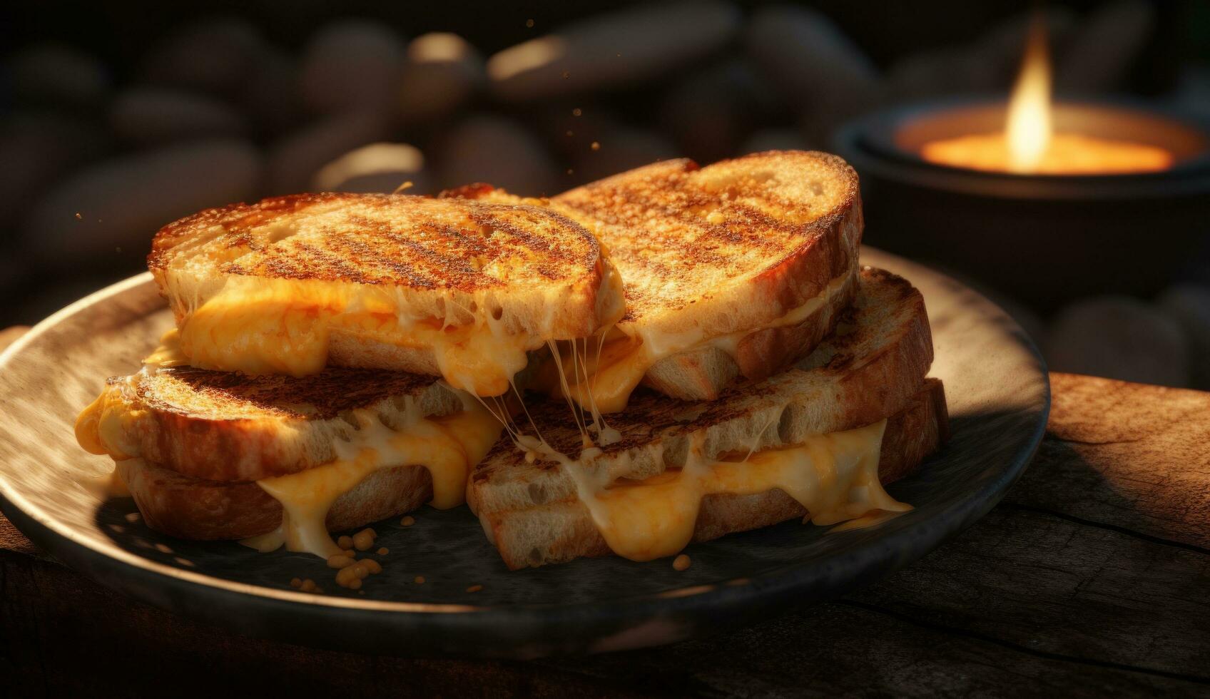 ai generato formaggio e formaggio grigliato Sandwich Immagine foto