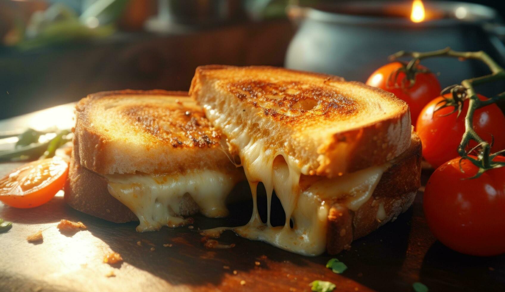 ai generato grigliato formaggio su legna foto