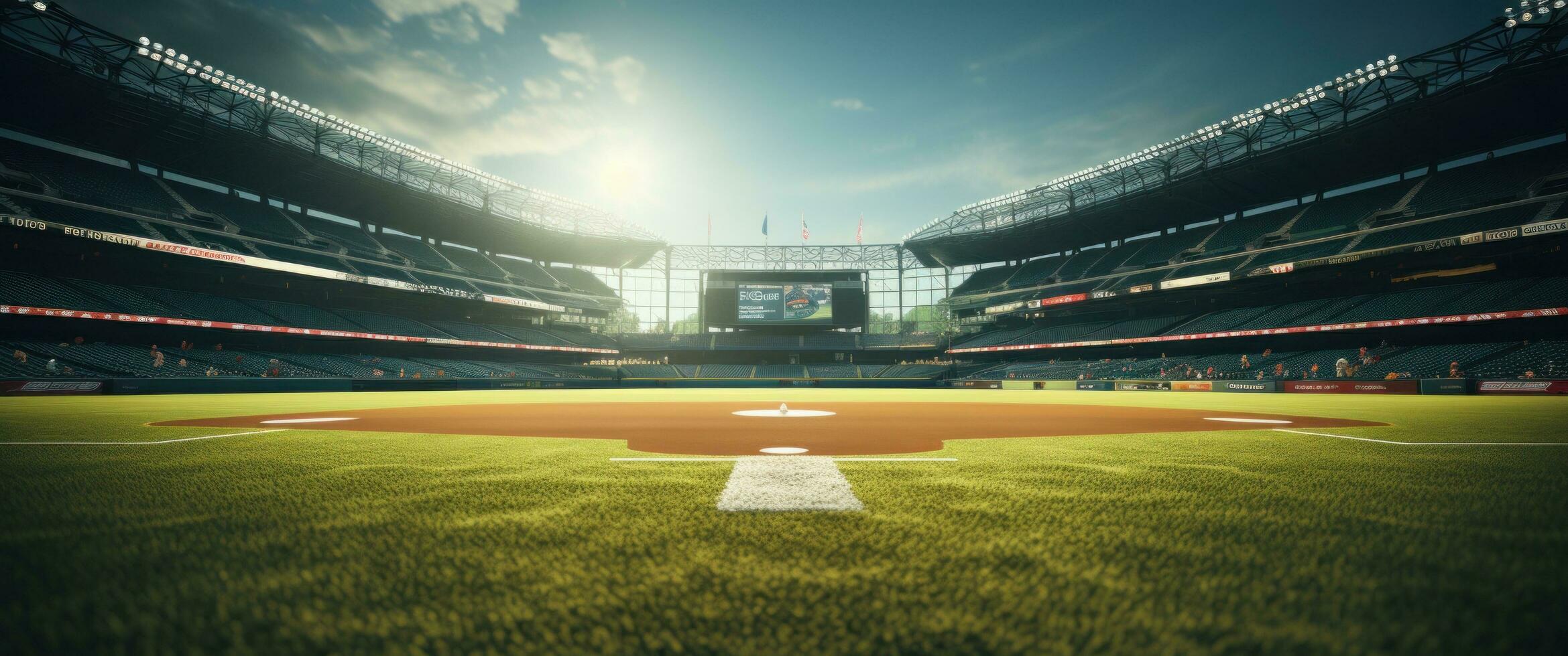 ai generato il intonazione a un' baseball stadio foto