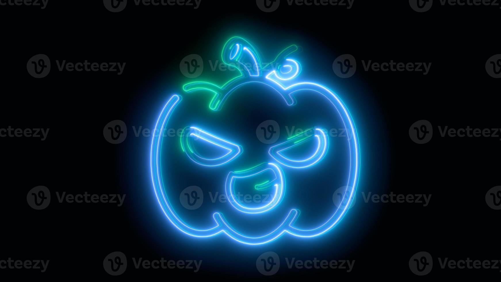 zucca di halloween blu neon, emoji, rendering 3d, foto