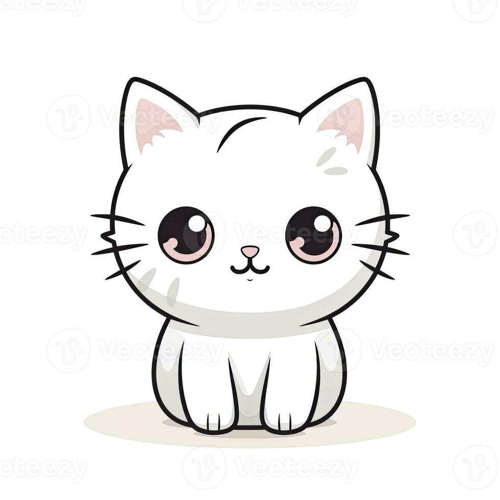 ai generato carino kawaii gatto clipart icona bianca sfondo. ai generato foto