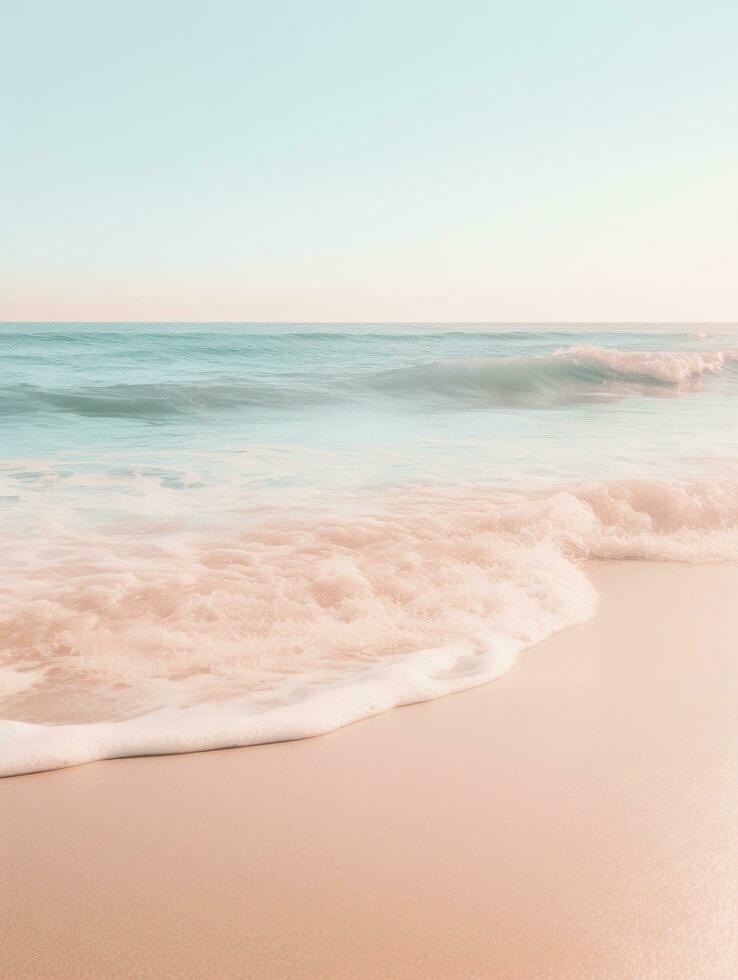 ai generato un oceano onda è a il dell'acqua bordo su il spiaggia foto