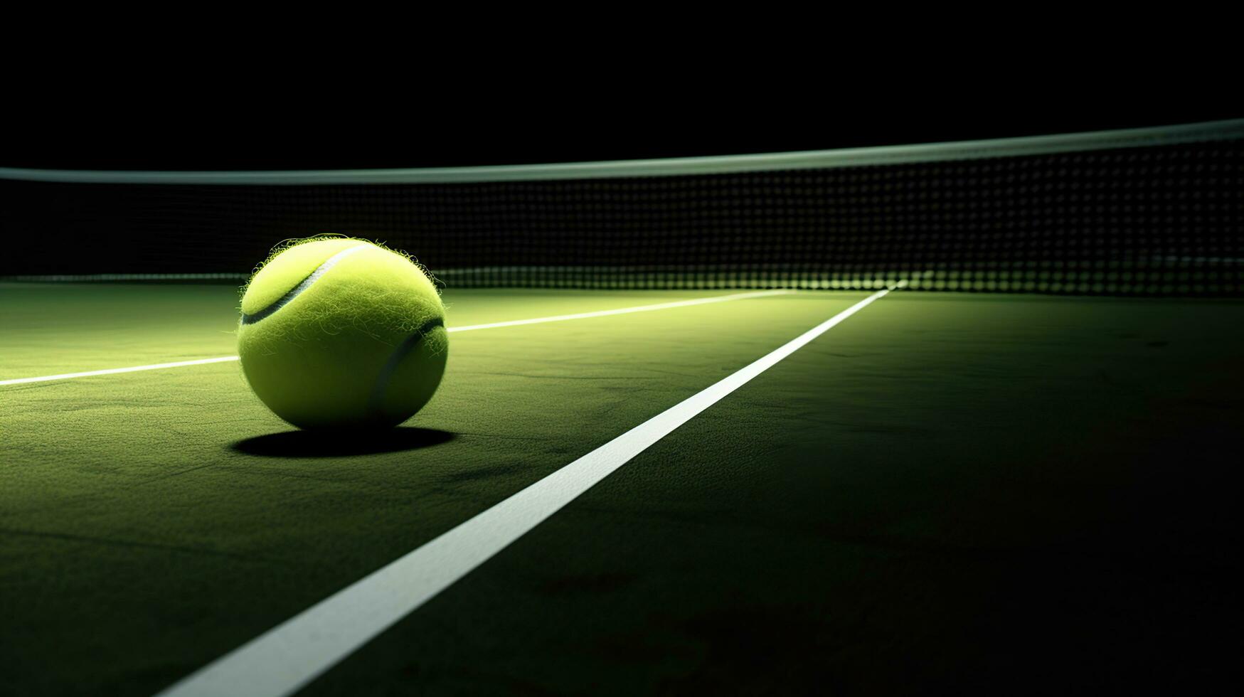 ai generato tennis punto. tennis palla colpire il linea per un' punto foto