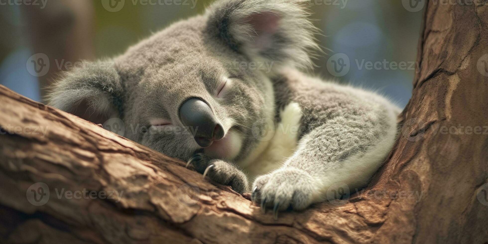 ai generato koala addormentato nel albero. ai generato foto