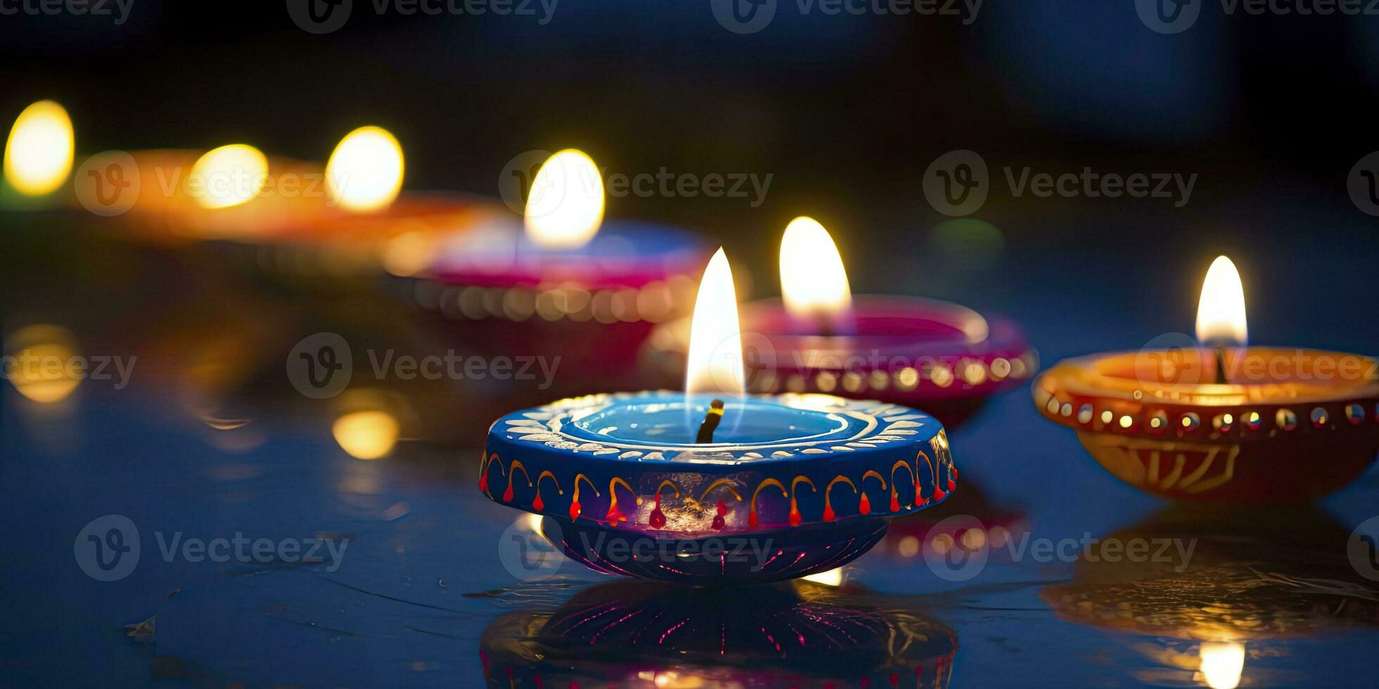 ai generato contento diwali. diya olio lampade erano illuminato durante il celebrazione. ai generato foto