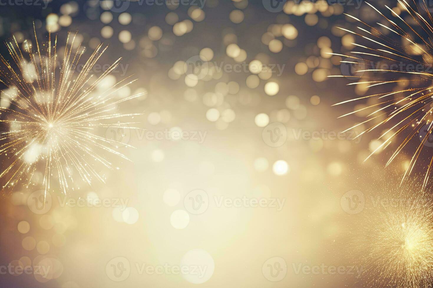 ai generato oro Vintage ▾ fuochi d'artificio e bokeh su nuovo anni vigilia e copia spazio. ai generato foto