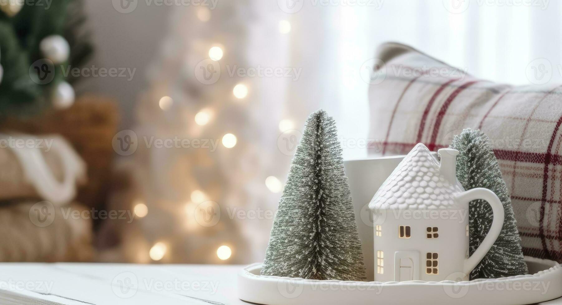 ai generato un' accogliente concetto di festivo casa decorazione per Natale. ai generato foto