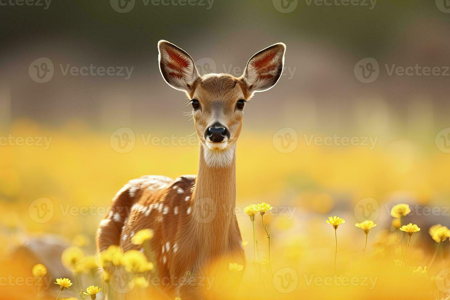 ai generato femmina capriolo cervo con bellissimo fiore. ai generato foto