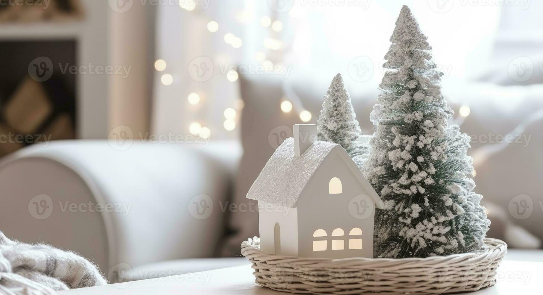 ai generato un' accogliente concetto di festivo casa decorazione per Natale. ai generato foto