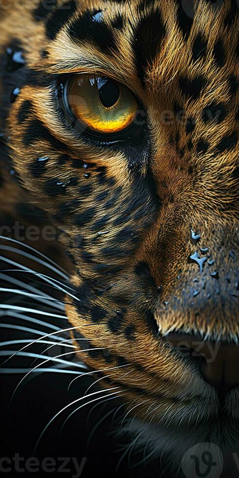 ai generato leopardo macro fotografia. ai generato foto