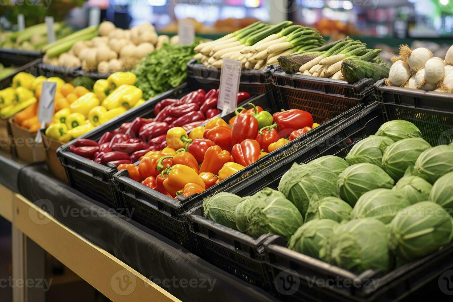 ai generato frutta e verdure a città mercato. ai generato foto