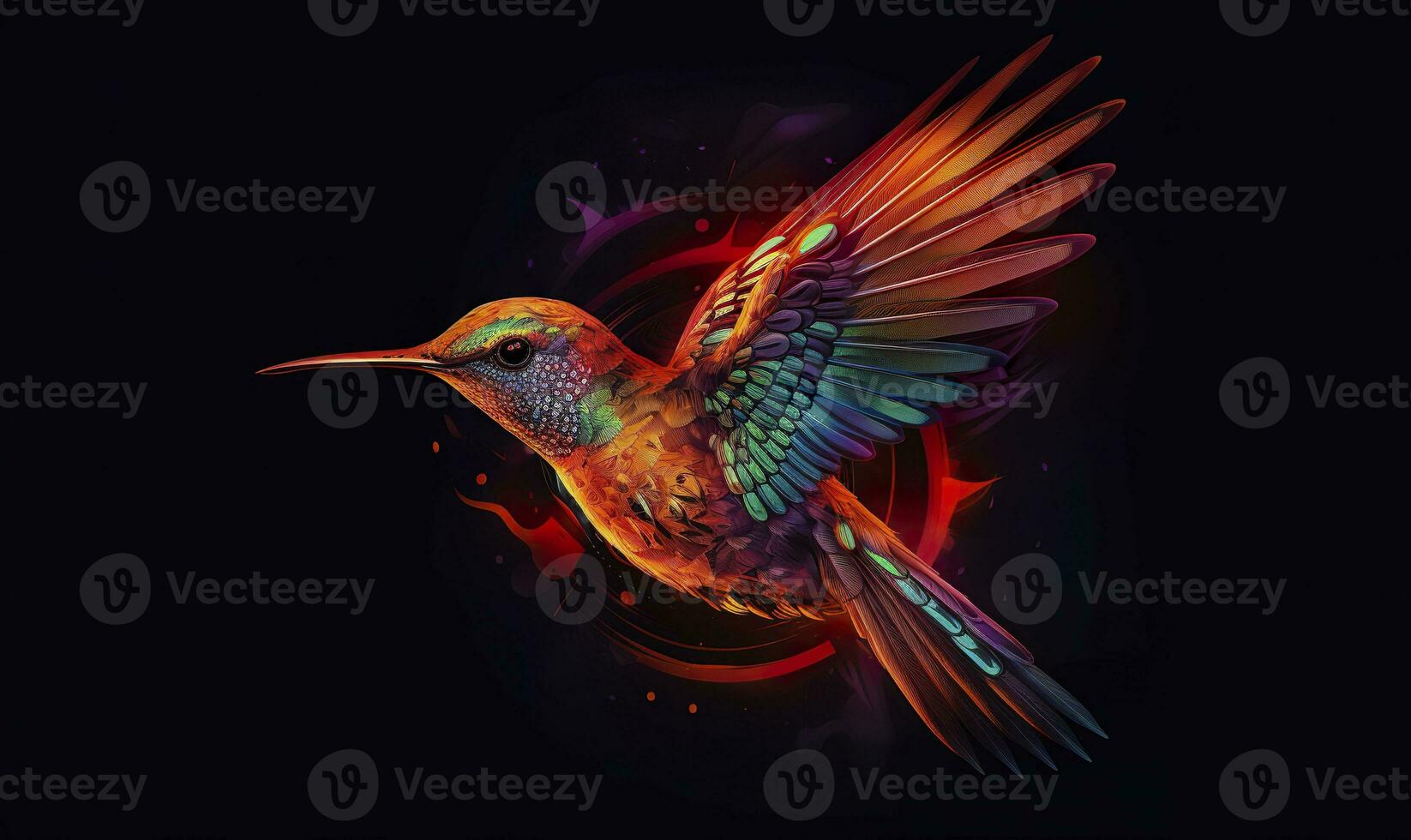 ai generato colibrì logo con multiplo colori volante attraverso il aria. ai generato foto