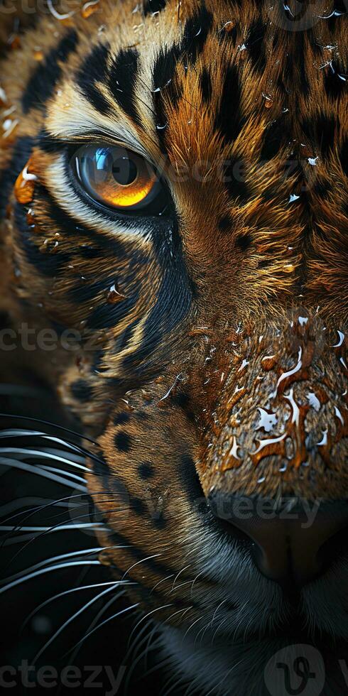 ai generato leopardo macro fotografia. ai generato foto