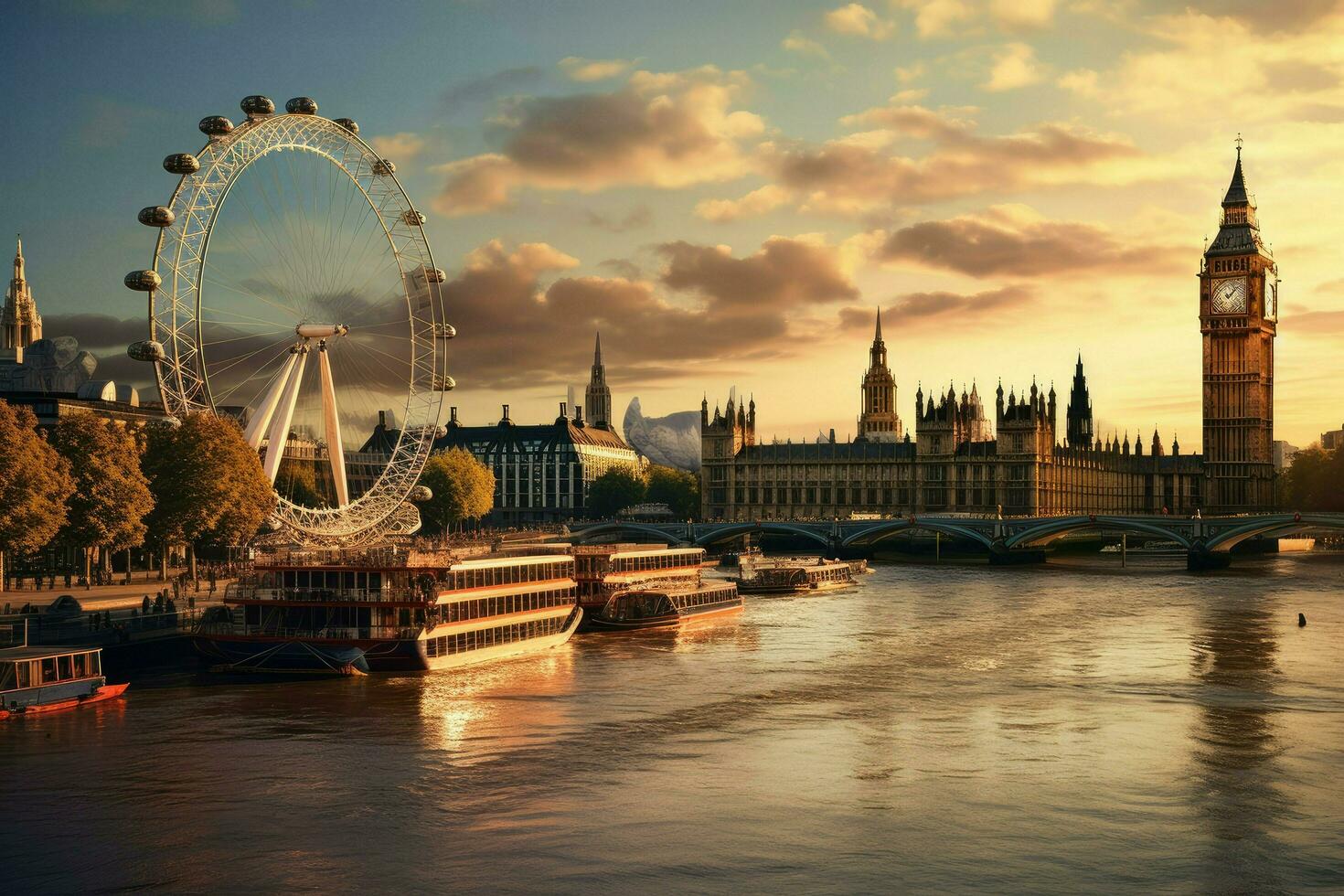 ai generato bellissimo Londra e il fiume , Londra città ai generato foto