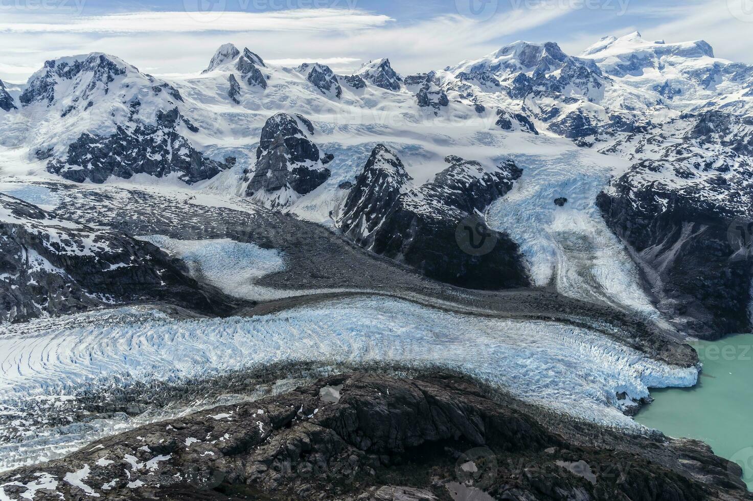 settentrionale patagonia ghiaccio campo, aereo Visualizza, laguna san Raffaele nazionale parco, aysen regione, patagonia, chile foto