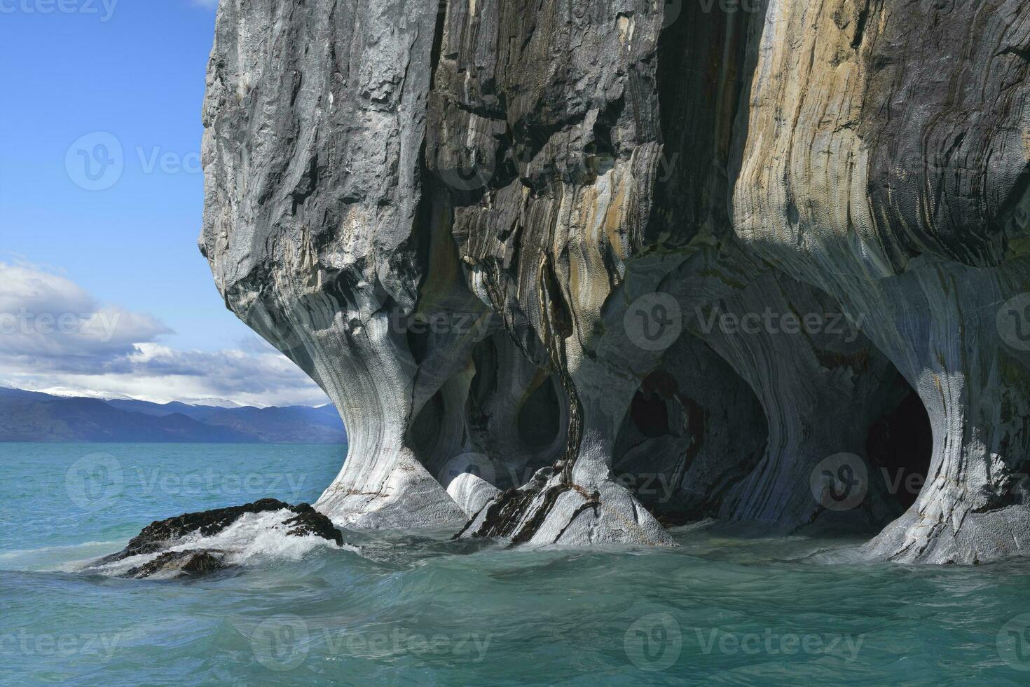 marmo grotte santuario, marmo Cattedrale su generale carrera lago, puerto rio tranquillo, aysen regione, patagonia, chile foto