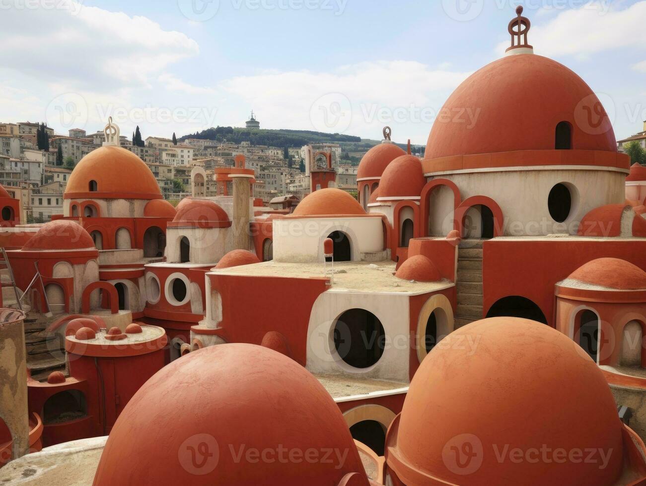 ai generato il città di Firenze ha rosso tetti e cupole sfondo foto