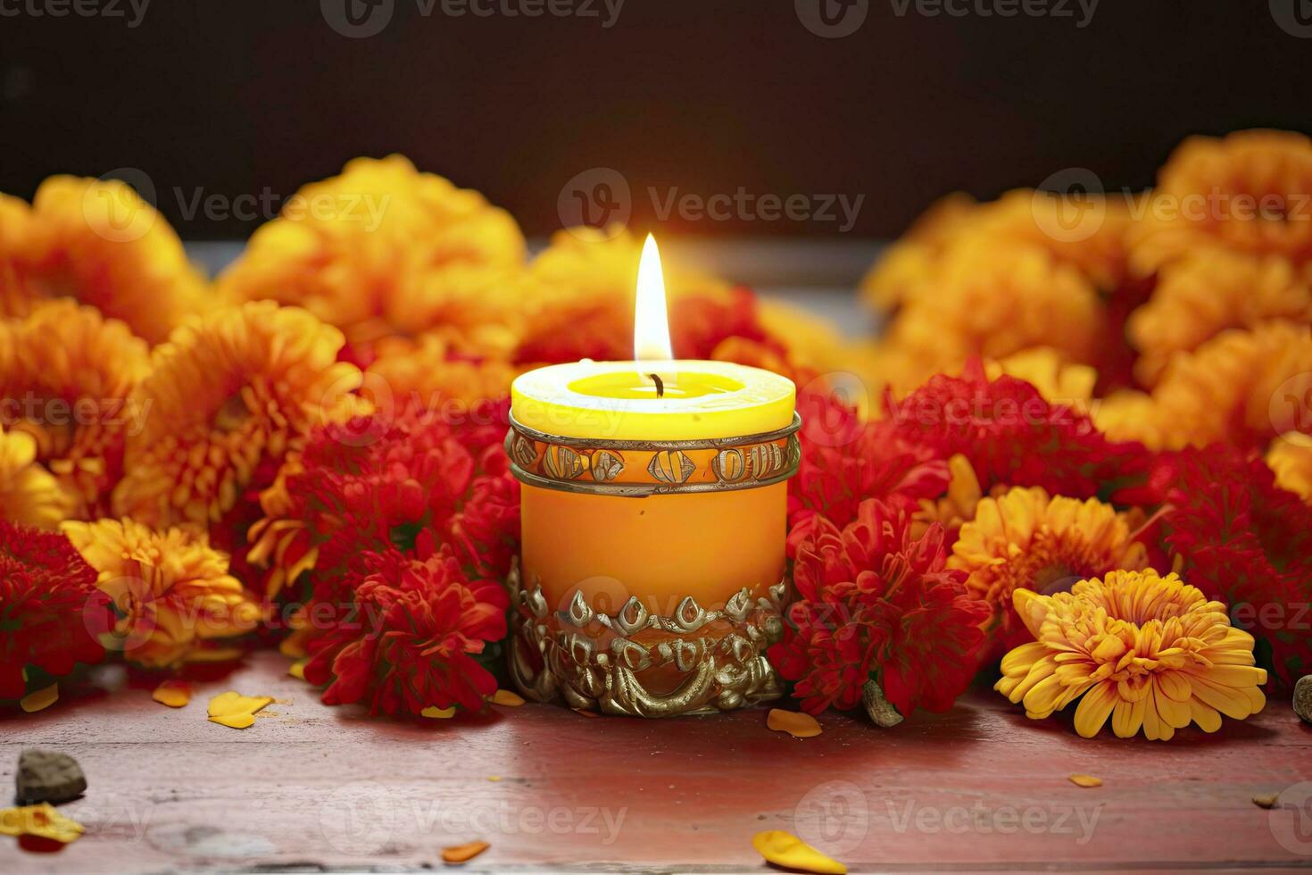 ai generato candele e calendula fiori. giorno di il morto concetto dia de los muertos. ai generato foto