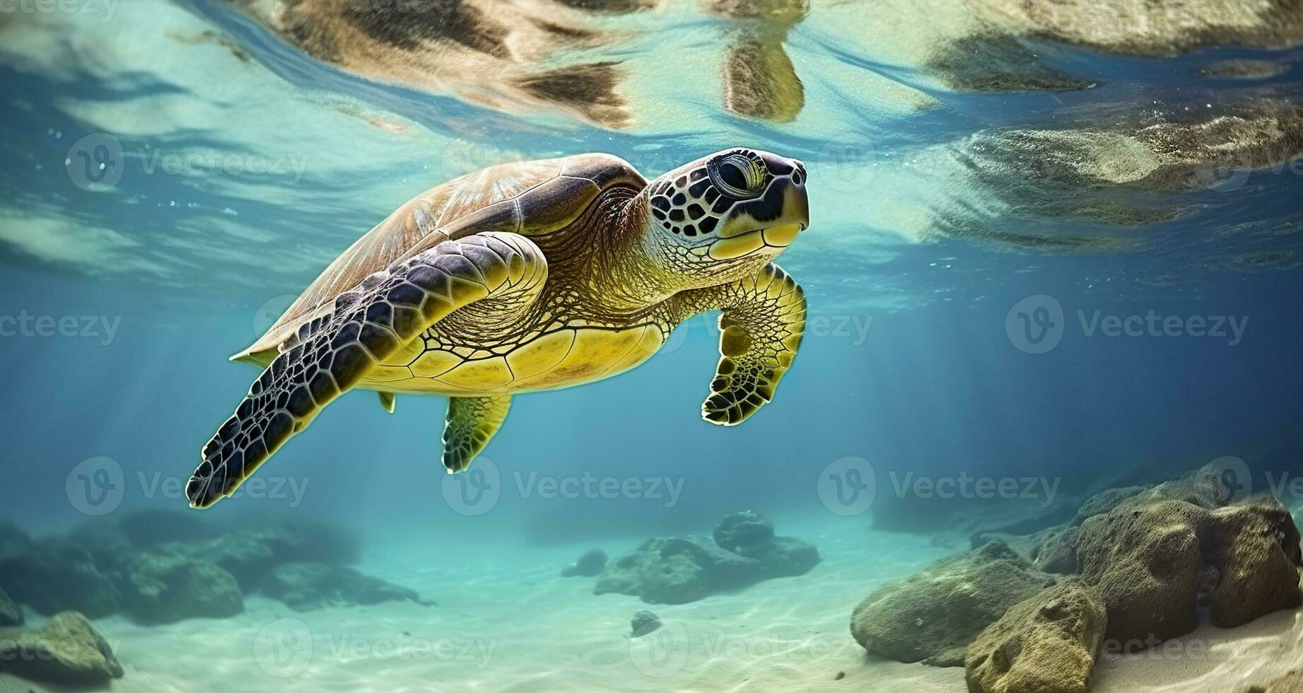 ai generato foto di mare tartaruga nel il galapagos isola. generativo ai