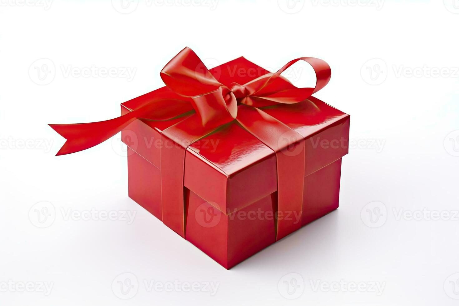 ai generato regalo scatola con rosso nastro isolato su bianca sfondo. ai generato foto