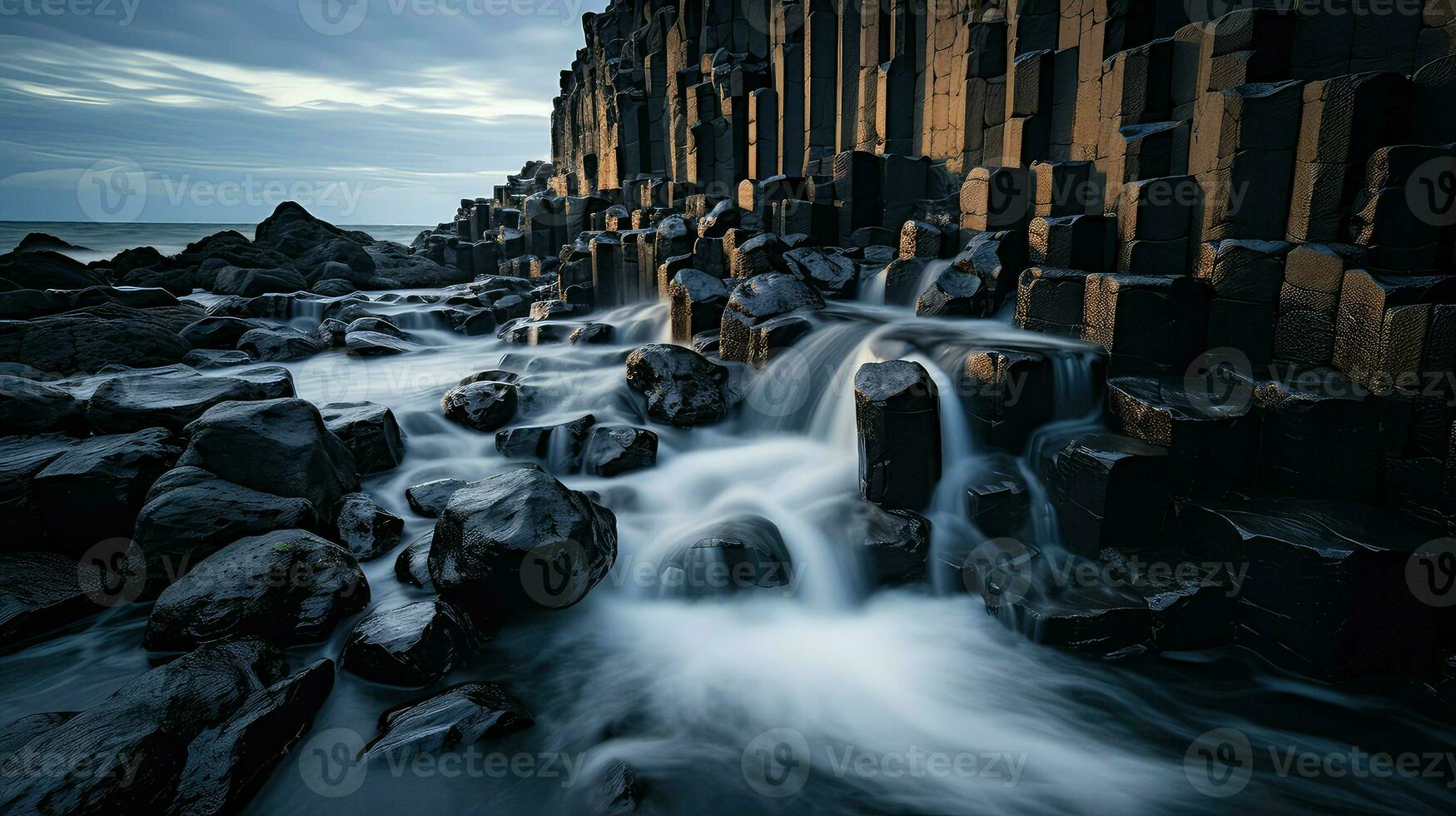 ai generato geologia basalto colonne paesaggio foto