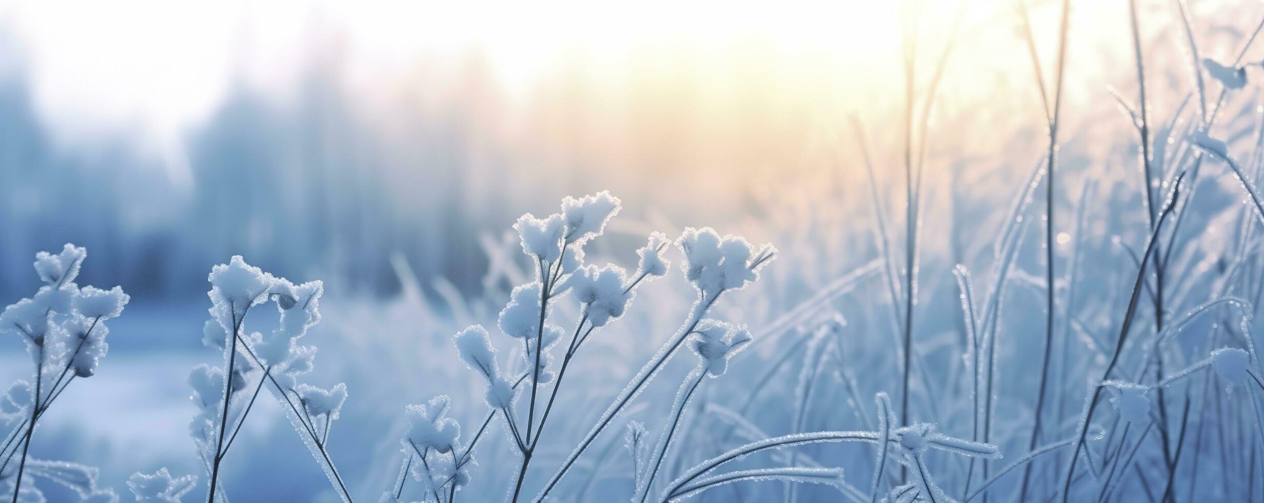 ai generato congelato nevoso erba, inverno naturale astratto sfondo. bellissimo inverno paesaggio. ai generato foto