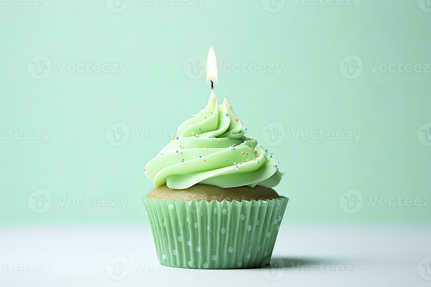 ai generato contento compleanno Cupcake con candela. ai generato foto